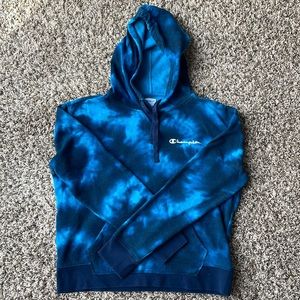 Champion blue tie dye hoodie